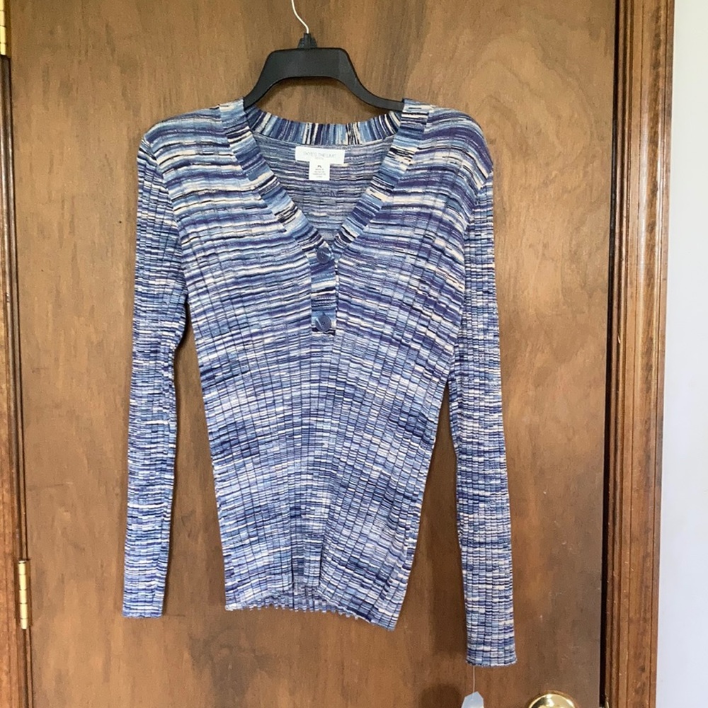 Skye’s the Limit ribbed striped sweater w stretch PL petite
